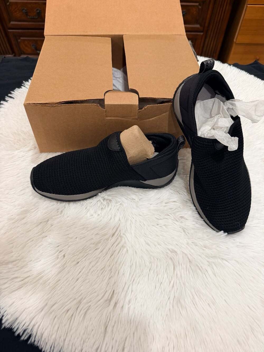 Ryka Echo Unwind Black Knit Slip On Walking Sneakers Shoes Size 7.5 W